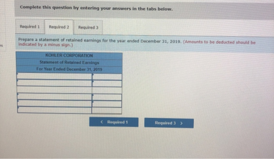Complete this question by entering your answers in the tabs below. Required 1 Required 2 Required 3 Prepare a statement of re