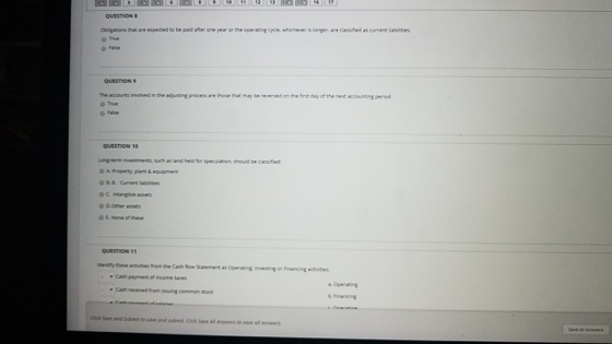 3 6 39 10 11 12 13 13 16 17 QUESTIONS Obligations that are expected to be paid after one year or the operating ide whichever