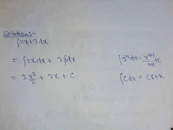 Solutions (2x+3 da -AC - fax dx + 3 dx 2x² + 3x + c Sc dx = cхtk
