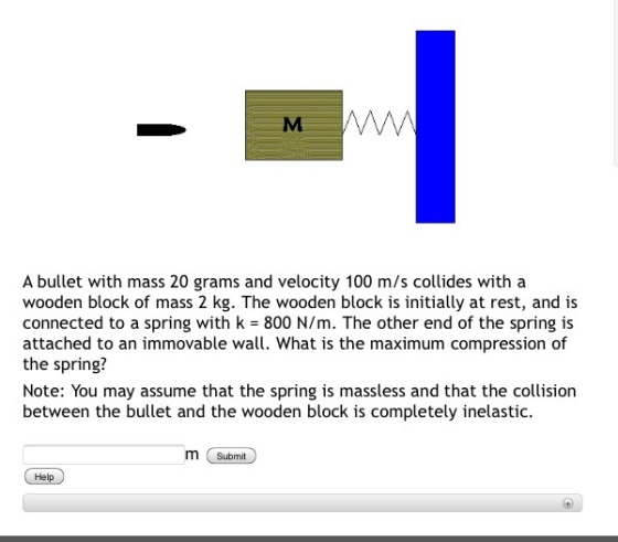 A bullet with mass 20 grams and velocity 100 m/s