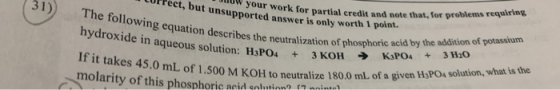 corect, but unsupported answer is only worth I point. your work for partial credit and note that, for probe and note that, fo