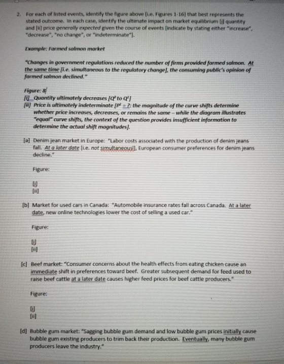 2. For each of listed events, identify the figure above [i.e. Figures 1-16) that best represents the stated outcome. In each