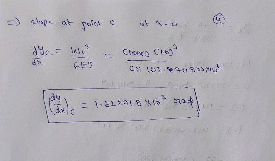 =) elope at point c at x=0 & 9 dYc = lall² = GEO Clooo) (18) 6x 102.8708354106 a ale = 1.62241 8 x103 rad