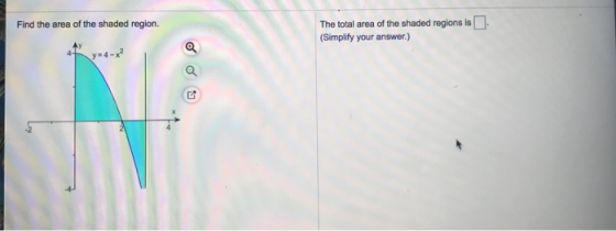 Find the area of the shaded region. The total area of the shaded regions is (Simplify your answer.) y4-
