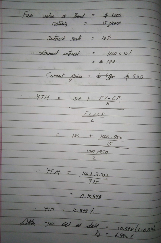Fare = value of maturity Interest Bond = $ 1000 15 years rate : 10t. i Annual interest - & 1000 x 10% 5 $ 100. Current price