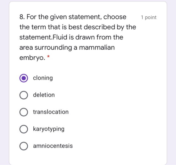 1 point 8. For the given statement, choose the term that is best described by the statement.Fluid is drawn from the area surr