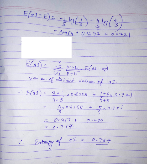 E[a] = F) = -log(1) - 4 log (45) 00464+00257 - 00721 ECal) = { Pithu. Ela2 = 0) -1 pth VE no. of olistinct values of al. Ea1)