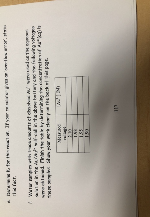 e. Determine Kc for this reaction. If your calculator gives an overflow error, state this fact. f. Water samples with trace