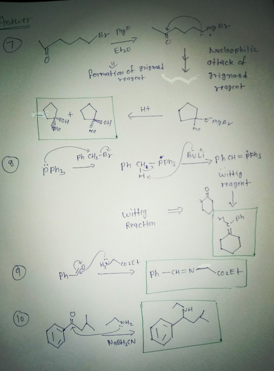 3 7 Et20 bveleophilic attack of reagent H+ 呵。 oH me me Ph CH2-By BuLi pph, wittia o reagent ph Reqction 0// HİN/へCO 2다 Ph 7