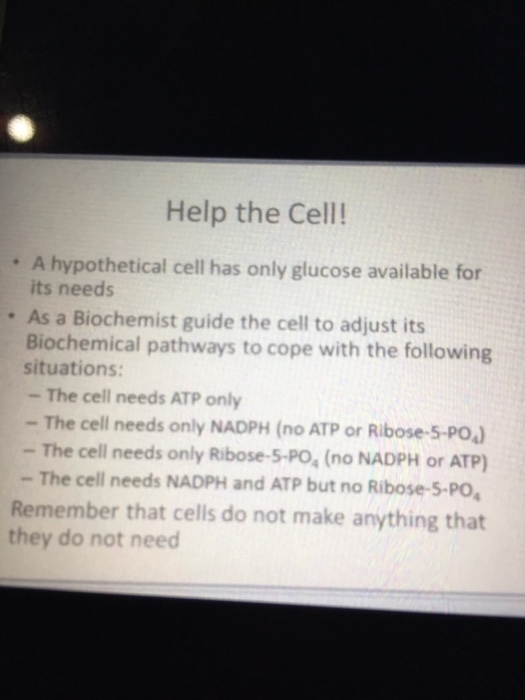 Help the Cell! A hypothetical cell has only gluco