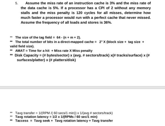Assume The Miss Rate Of An Instruction Cache Is 3 And The Miss Rate Of 