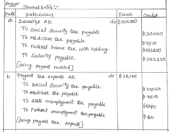 Journal Entry To Social Seeurig tox payable To Medicare tax payabla $30,060 $7515 추100,200 To Salart poabte $363,225 d $38,175 To social Securtax poroblu To Meditare tax payablu 30,060 7615 $540 60