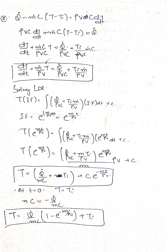 30-mill 7-Ti) - Pracolo Pue di tric(T-T:) = 8 dj + me t = 6 + Ti mc. at at PVC PVC PNC di + im T=0 & Tim dt PV PVC evi Solvin