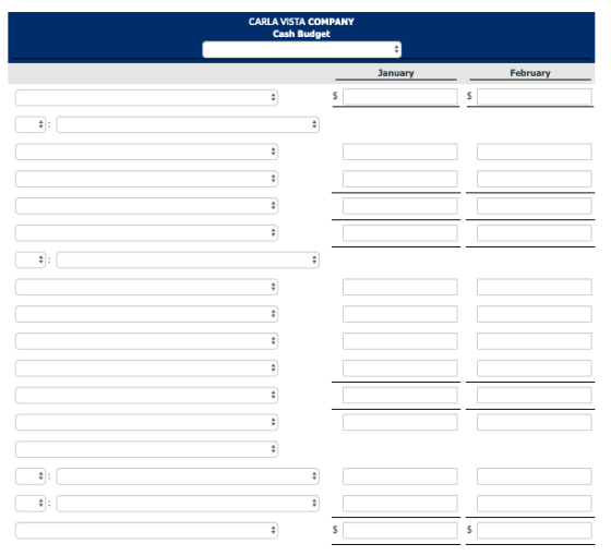 CARLA VISTA COMPANY Cash Budget January February