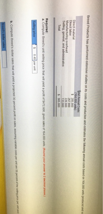and so $ 285,000 220,000 133,000 Selling general, and administrative Total Round yout answer to 2 decimal paces S 8.40 per unit