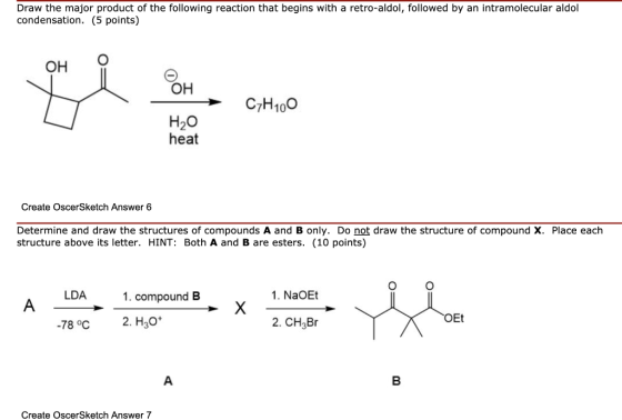 Draw the major product of the following reaction that begins with a retro-aldol, followed by an intramolecular aldol condensa