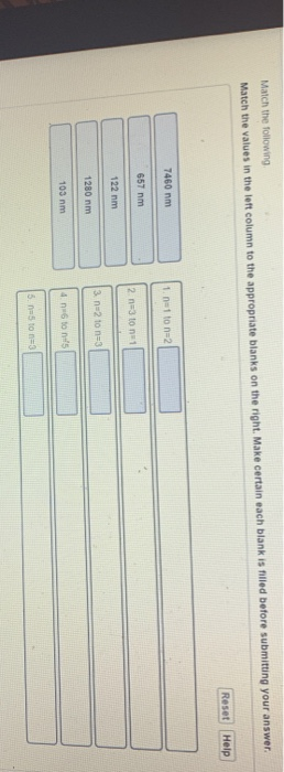 Match the following Match the values in the left column to the appropriate blanks on the right. Make certain each blank is fi