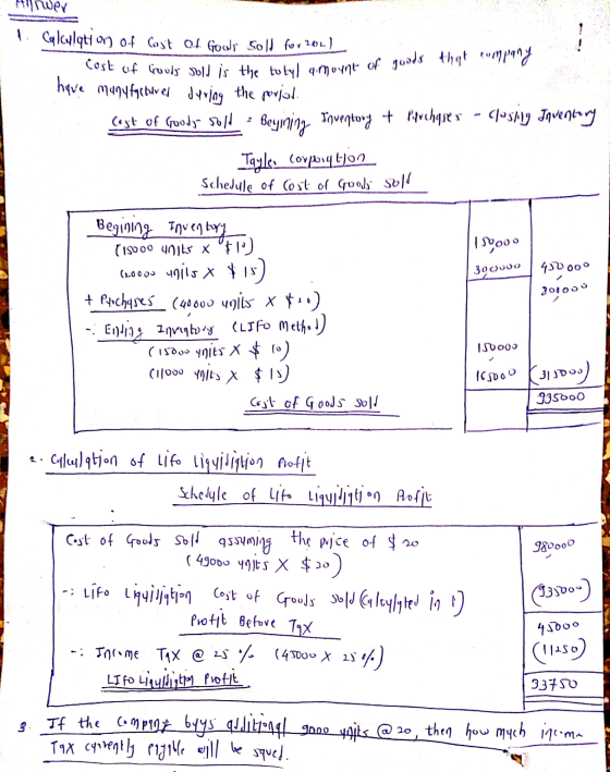 1. Cylculati on f Cost Of Gows 501d for202] Cost of frouly Jold is the tulyl amovnt of guods that eumpany hqve munyfactured J