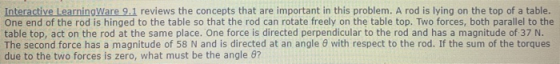 Interactive Learning Ware 9.1 reviews the concepts that are important in this problem. A rod is lying on the top of a table.
