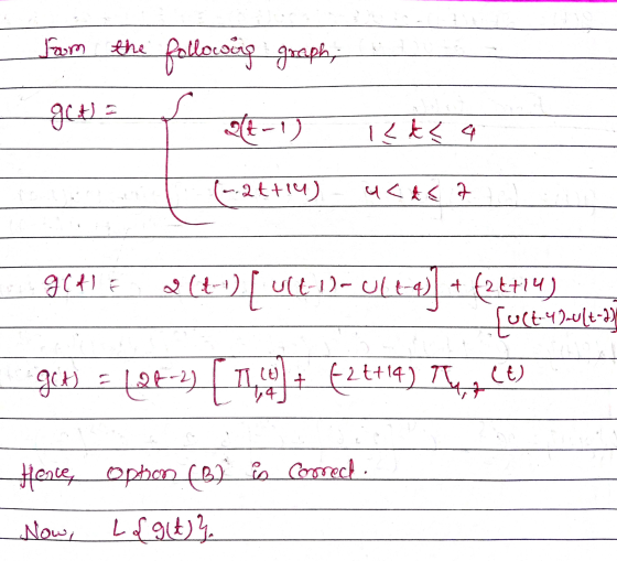 From the following graph; 2 get t-1). Ikke a ( -2t+14) ucte 7 getle 2(t-1) [ ult-1)-4124) ult-1-014)] + f2.8+14) [uct-47-ult-