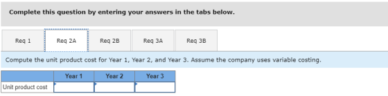Complete this question by entering your answers in the tabs below. Reg 1 Req 2A Reg 2B Req ЗА Reg 3B Compute the unit product