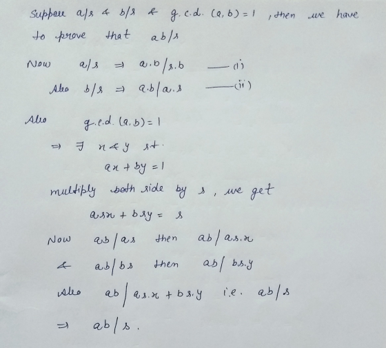 we have Suppere als 4 bls & g. c.d. (a, b) = 1, then to prove that able Now Now als slea ble a.bls.b a bla. s - is i ) Alio g