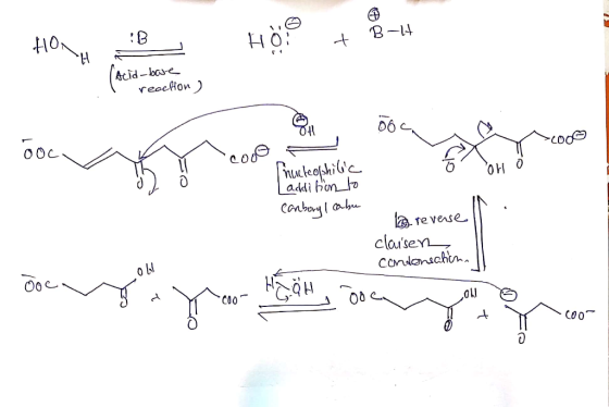 B , B-H4 (acid-base recefon ) ООС -cooo Oh !! I nucleophilic [addition to conboryl cabe to reverse II claisen condensations o