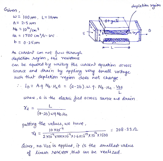 depletion region -Ptgate Griven, W = 100 ym, L= 10MM a = 2-5 mm Np = 1019/cm3 th = 1500 cm?N-sec. b =0.25MM D S laye As curre