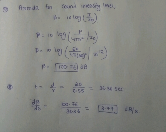 leel, 0 formda for Sound nensi β= 10log ( 0) П (до a o O-S5 36, 36 sec loo. +6 36 3 6