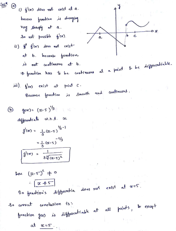 5019 a. at point to be differentiable. at function gea) ii differentiable at i f(x) does not exist at a. becaus function is