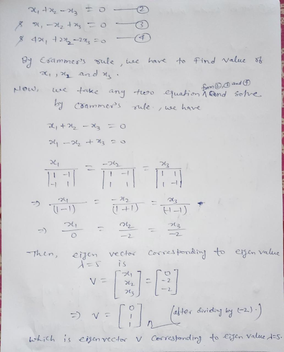 D x, the- 89,- += $ 42, 72722N3 =0 By Crammers sule ince to find value of x, , 24 Ms. from Ⓡ.3 and take any or equation and s