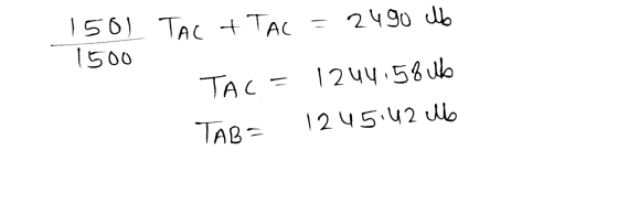 150) 1500 TAC & TAC = 2490 lb TAC = 1244.58 ub TAB= 1245:42 Mb