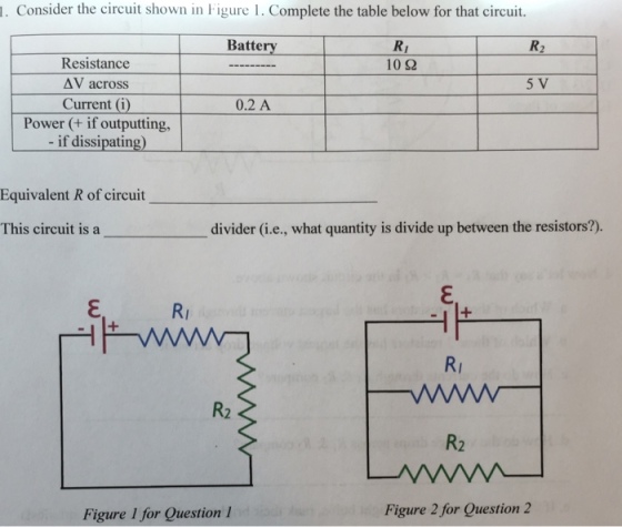 Image for 1. Consider the circuit shown in Figure 1. Complete the table below for that circuit. Equivalent R of circuit
