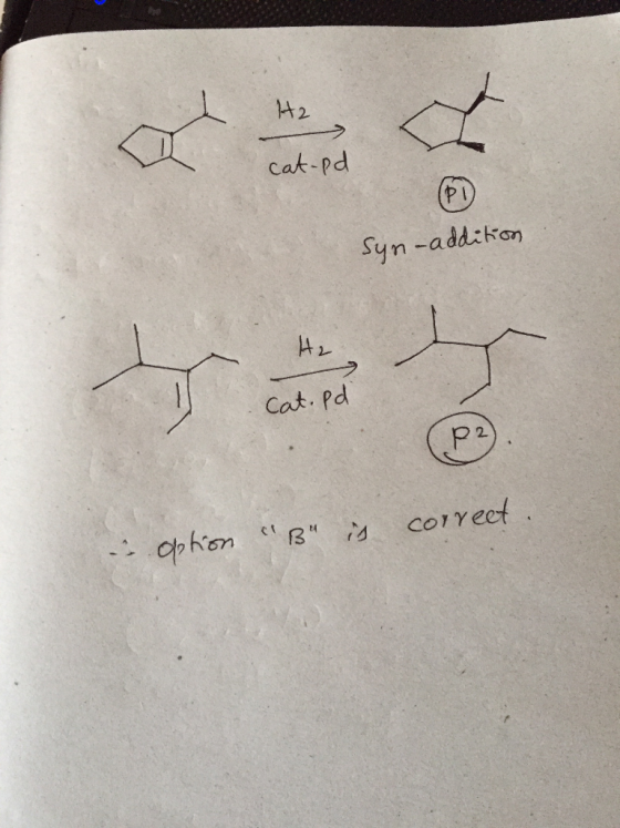 H2 cat-pd Syn-addition Cat.Pd B is option correet.