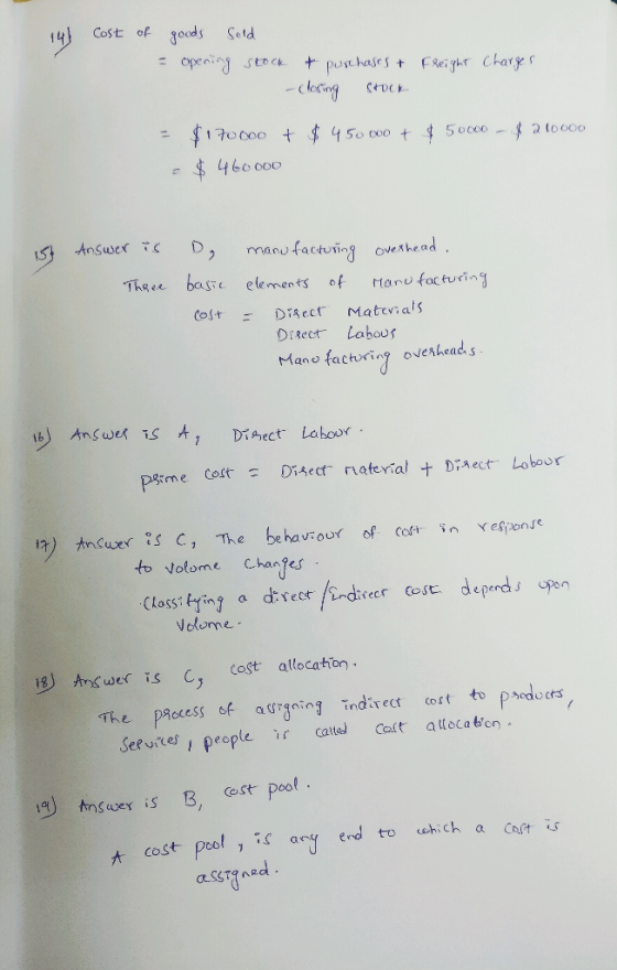 143 Cost of goods sold = opening stock Freight charges & purchases & - closing stock $ 450 000 + $ 50000 - $ 210000 = $170000