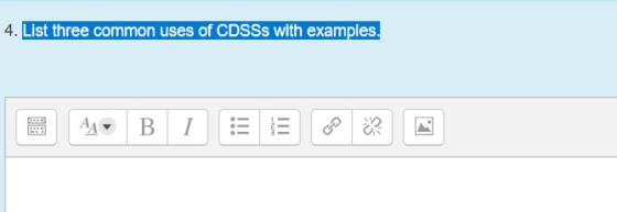4. List three common uses of CDSSS with examples AA I В II