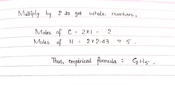 Multiply by gt whole number., 2 to gel whole, Moles of C 2XI2 Moles of H Thus, empirical formula C2H