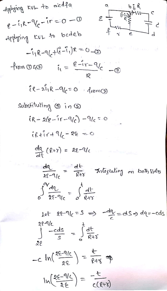 dl e-2, R-qle: О om@ Substituting ⑤ İn⑤ d E dl- 29-Ale cds dt 怨-9/c -c in 七