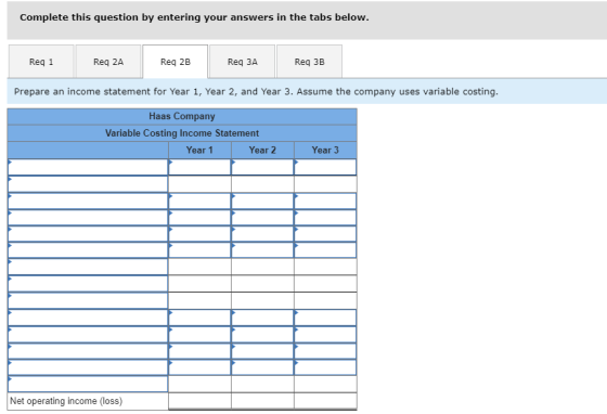 Complete this question by entering your answers in the tabs below. Reg 1 Reg 2A Reg 2B Req ЗА Reg 3B Prepare an income statem