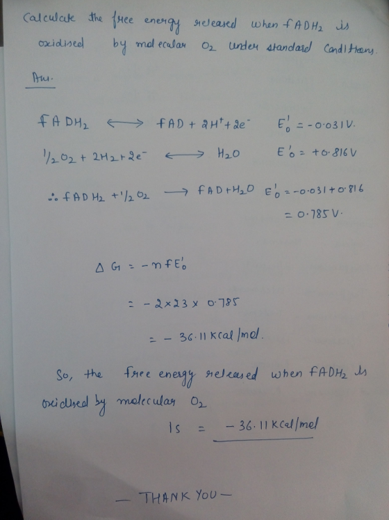Calcula e the亻Hee en eetTj geleased when Puu. :785V 36 11 Kcal mel So, the fee en ey geleased when fAD½山 s36- 11 Kcel/me THAN