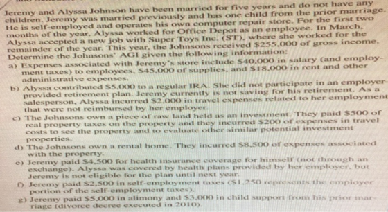 Jeremy and Alyssa Johnson have been married for five years and do not have any children. Jeremy was married previously and ha
