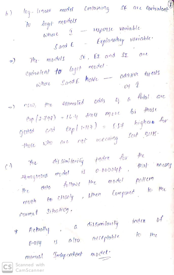model Containing SE are cuivalent tog- linear to logit modus Where response variable Explanatiny variable: S and E [1 and I T