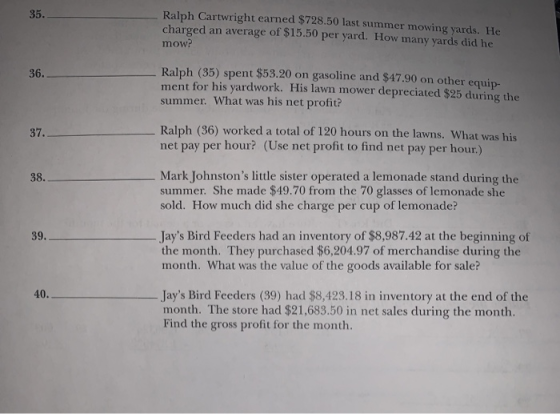 Ralph Cartwright earned $728.50 last summer mowing yards. He charged an average of $15.50 per yard. How many yards did he mow