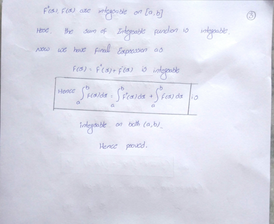 integrable, F (a), F (d) are integrable on [a,b ] Here the sum of Integrable function is Now we have final Espsession ao fcom