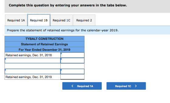 Complete this question by entering your answers in the tabs below. Required 1A Required 1B Required 1C Required 2 Prepare the