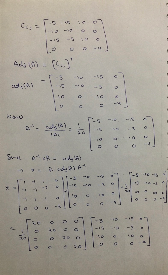 r5 – is O (ija -lo -10 0 - IS -5 0 0 0 T Adj (A) = [] -IS 0 r-s -15 adj (A) -5 o lo lo o o -4 Now I-5 lo is -is Io A = adj (A