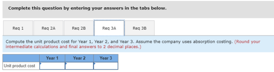 Complete this question by entering your answers in the tabs below. Reg 1 Reg 2A Reg 2B Req ЗА Req 3B Compute the unit product