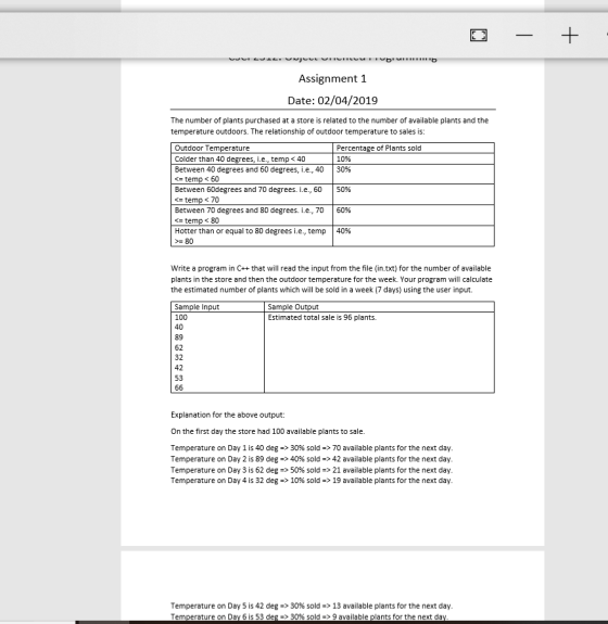 Assignment 1 Date: 02/04/2019 The number of plants purchased at a store is related to the number of available plants and the