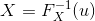 {\displaystyle X=F_{X}^{-1}(u)}