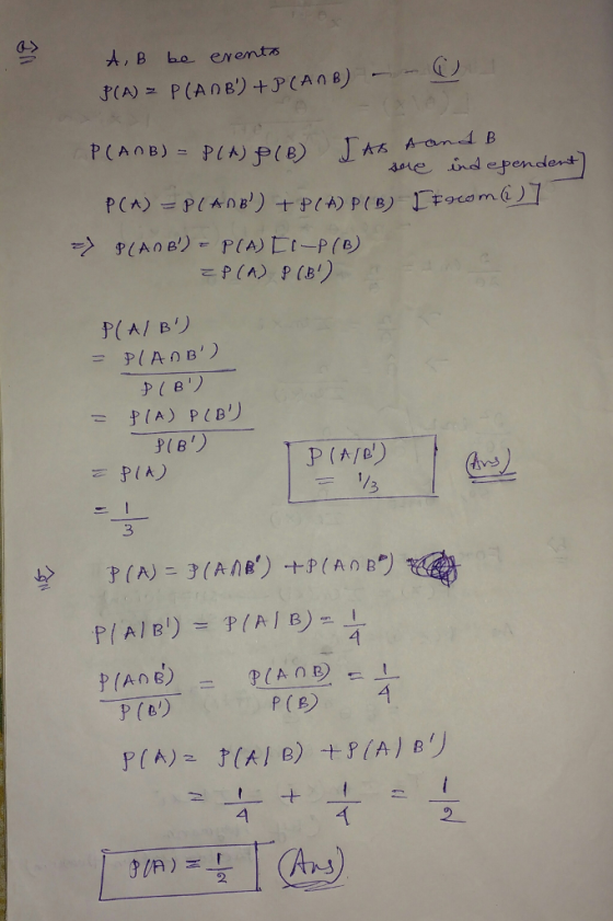 0> A, B La events ane ind epencient 3 3 P(E) 4 2